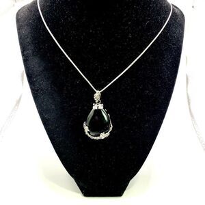 ASZ Striking Black Onyx & Sterling 925 Silver Necklace